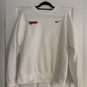 Nike Men's Crewneck Sweatshirt White with Syracuse Script Embroidery- L